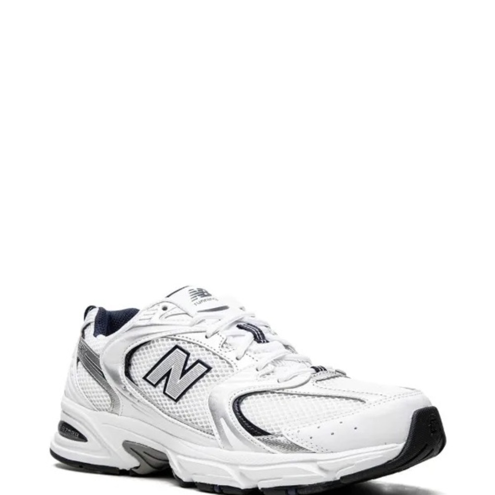 New Balance White and Navy Athletic Shoes